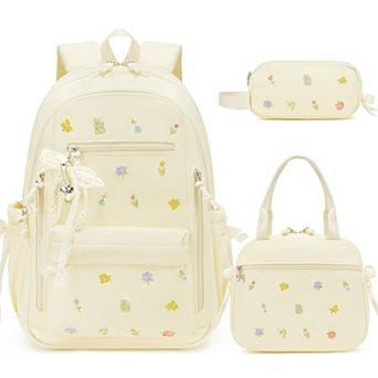 Girls School Backpack Set With Lunch Bag Pencil Case Waterproof Embroidered Bow Daypack