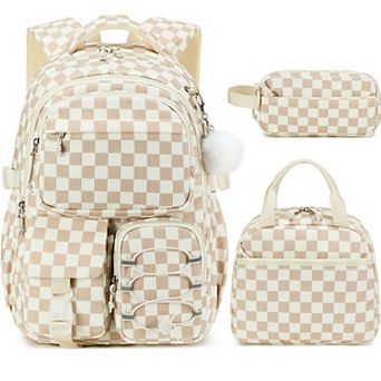3 pc Corduroy Backpack Set with Lunch Box Pencil Case School Travel Daypack for Teens Girls