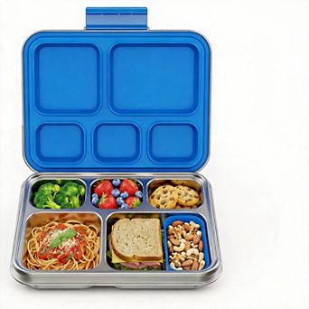 Stainless Steel 5 Compartment Bento Box With Removable Silicone Container