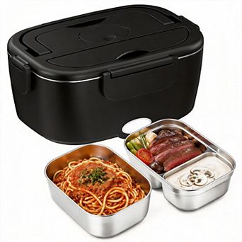 80W Fast Heating Portable Electric Lunch Box 12V 24V 110V Stainless Steel Food Warmer