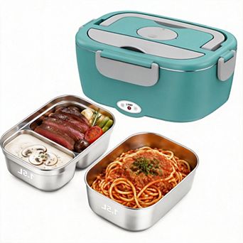 80W Fast Heating Portable Electric Lunch Box 12V 24V 110V Stainless Steel Food Warmer