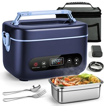Cordless 1.2L Heated Lunch Box 5-Sided Heating Smart Timing Rechargeable Warmer