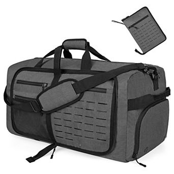 Waterproof Foldable Travel Duffle Bag With Shoe Compartment Adjustable Strap