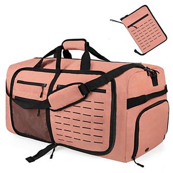 Waterproof Foldable Travel Duffle Bag With Shoe Compartment Adjustable Strap