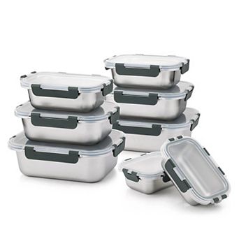8-Pack Stainless Steel Food Storage Containers Leakproof Stackable Meal Prep