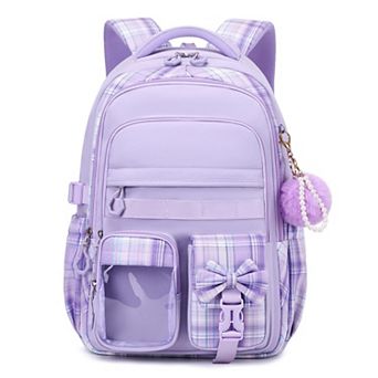 17 Inch School Backpack With Bow Lightweight Water Resistant Laptop Sleeve