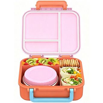 Kids Bento Lunch Box With 9oz Insulated Thermo Leak Proof 3 Compartments Dishwasher Safe