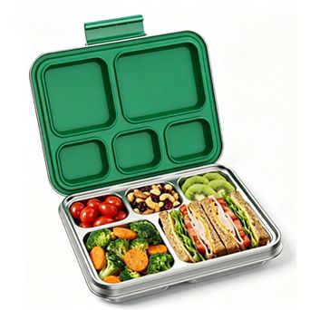 Stainless Steel Bento Lunch Box 5 Compartment Silicone Container Portable For School Office Adults