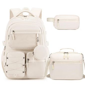 3 pc Teen School Backpack Set With Lunch Box Pencil Case Laptop Daypack