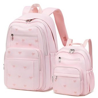 2 pc Embroidered School Backpack Set Aesthetic Travel Work Daily Use