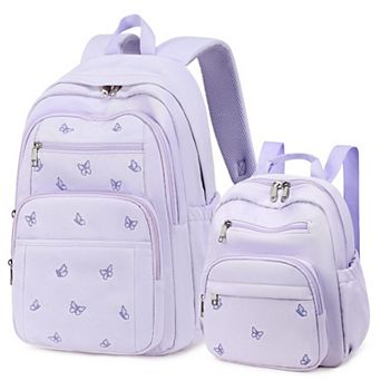 2 pc Embroidered School Backpack Set Aesthetic Travel Work Daily Use