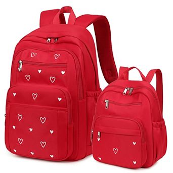 2 pc Embroidered School Backpack Set Aesthetic Travel Work Daily Use