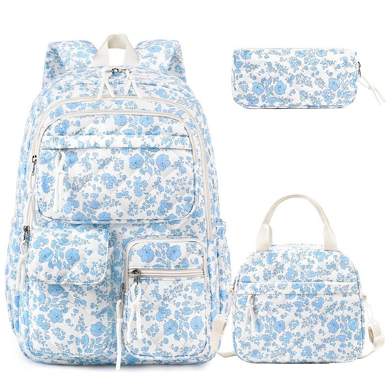 Quilted 3-In-1 Backpack Set For Teens Girls Lightweight School