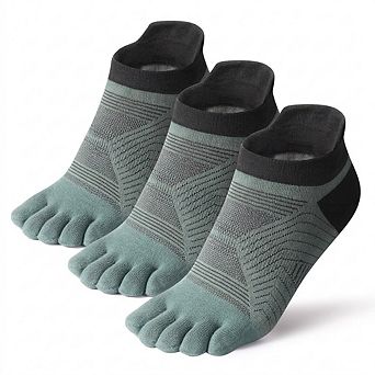 Coolmax Five Finger Athletic No Show Socks 3 Pairs Moisture Wicking Arch Support