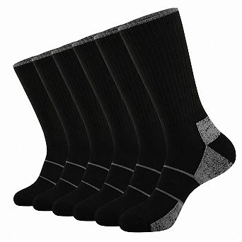 6-Pack Mens Crew Athletic Running Socks Moisture Wicking Cushioned Casual Wear