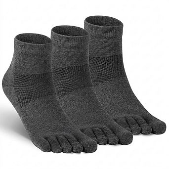 3 Pairs Coolmax Five Finger Athletic Running Ankle Socks Breathable Lightweight
