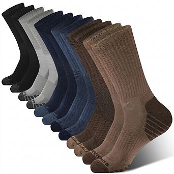 Men's 6-Pack Athletic Running Crew Socks Cushioned Wicking Breathable Arch Support