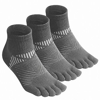 Coolmax Five Finger Athletic Running Quarter Ankle Socks 3 Pairs Moisture Wicking Arch Support