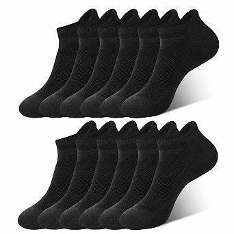 Men's 6-Pack Athletic Ankle Socks: Cushioned Arch Support, Breathable Odor Control Running Gym Wear