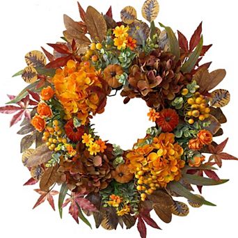 24 in Fall Wreath Thanksgiving Harvest Decor Handcrafted Farmhouse Front Door Accent