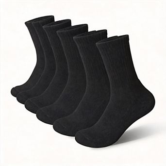 Mens 6-Pack Thick Cushioned Crew Socks: Wicking, Odor Control, Arch Support Work Hiking Gym Wear