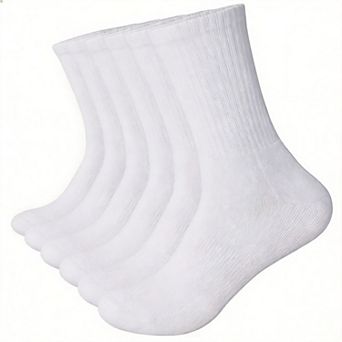 Mens 6-Pack Thick Cushioned Crew Socks: Wicking, Odor Control, Arch Support Work Hiking Gym Wear