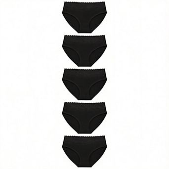 5-Pack Women Cotton Lace Bikini Underwear Soft Breathable Comfortable
