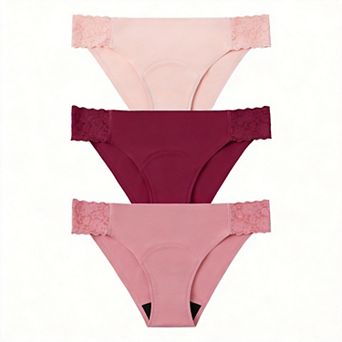 3-Pack Women Seamless Invisible Lace Leakproof Period Underwear
