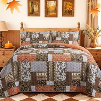 Lightweight 3 pc Garden Style Floral Bedding Set All Season Soft Bedroom Decor