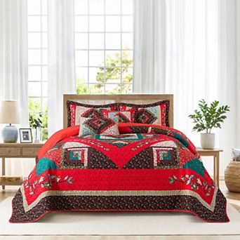 3 pc Garden Style All Season Lightweight Quilt Bedding Set