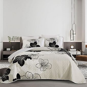 Boho Reversible 3 pc Bedding Set Soft Lightweight All Season Coverlet With Shams