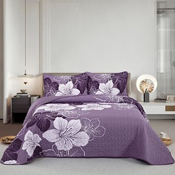 Boho Reversible 3 pc Bedding Set Soft Lightweight All Season Coverlet With Shams