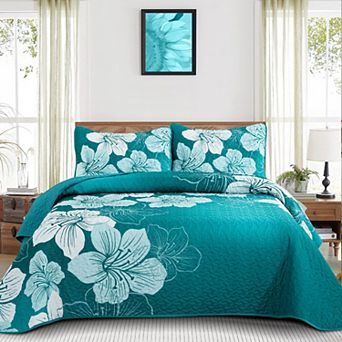 Boho Reversible 3 pc Bedding Set Soft Lightweight All Season Coverlet With Shams