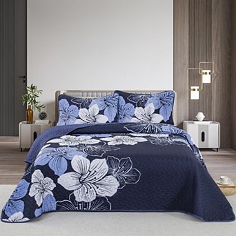 Boho Reversible 3 pc Bedding Set Soft Lightweight All Season Coverlet With Shams