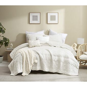 3 pc Damask Quilt Bedding Set Boho Farmhouse Soft Lightweight All Season Coverlet