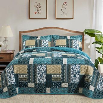 3 pc Lightweight All Season Farmhouse Bedding Set Soft Skin Friendly Easy Care