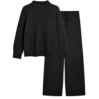 Womens 2 pc Fleece Pajama Sets Mock Turtleneck Warm Loungewear