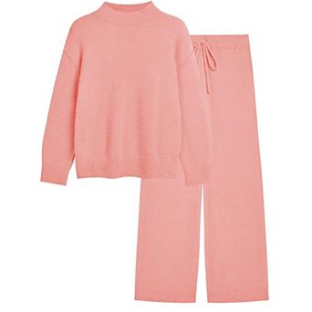 Womens 2 pc Fleece Pajama Sets Mock Turtleneck Warm Loungewear