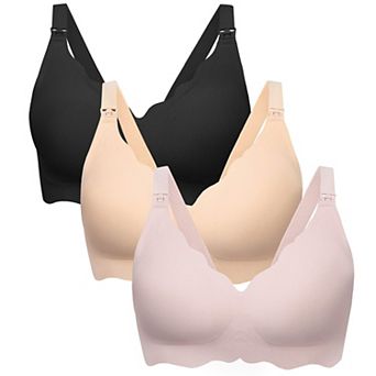 3-Pack Seamless Maternity Nursing Bras Jelly Strip Support Adjustable Straps