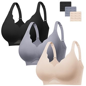 Wireless Seamless Push Up Bra Scalloped V Neck Comfort Supportive
