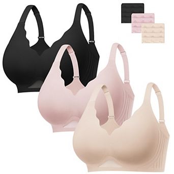 Wireless Seamless Push Up Bra Scalloped V Neck Comfort Supportive