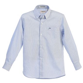 Gioberti Boy's Long Sleeve Plaid and Stripe Dress Shirt