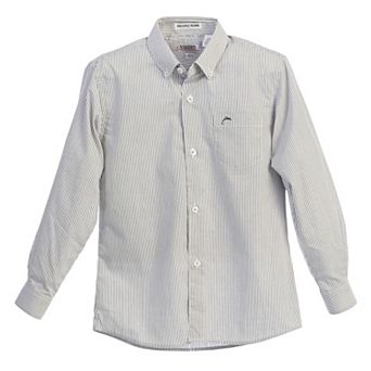 Gioberti Boy's Long Sleeve Plaid and Stripe Dress Shirt