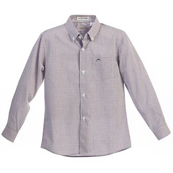 Gioberti Boy's Long Sleeve Plaid and Stripe Dress Shirt