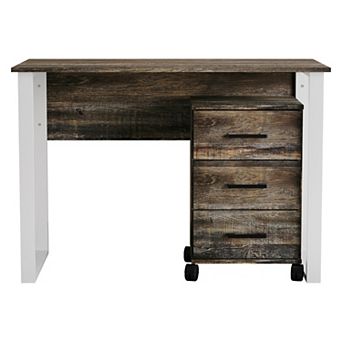 43 Inch Writing Desk with 3 Drawers Cabinet