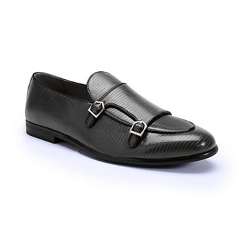 Men's Dress Shoes Lizard Texture Loafers Premium Metal Buckle Slip On Formal Shoes
