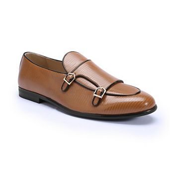 Men's Dress Shoes Lizard Texture Loafers Premium Metal Buckle Slip On Formal Shoes