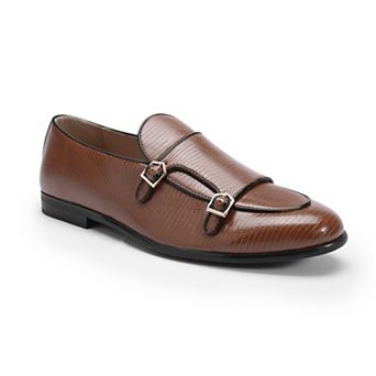 Men's Dress Shoes Lizard Texture Loafers Premium Metal Buckle Slip On Formal Shoes