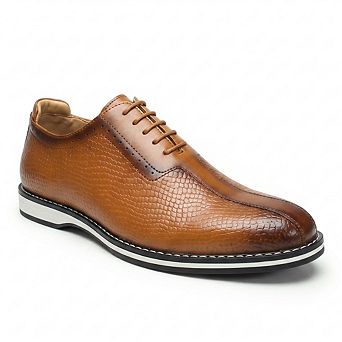 Men's Casual Dress Shoes Embossed Perforated Oxford Lace Up Shoes