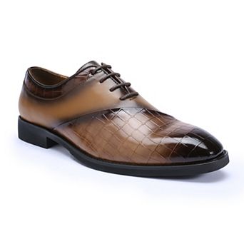 Men's Dress Shoes Crocodile Embossed Lace-up Business Casual Oxford Shoes